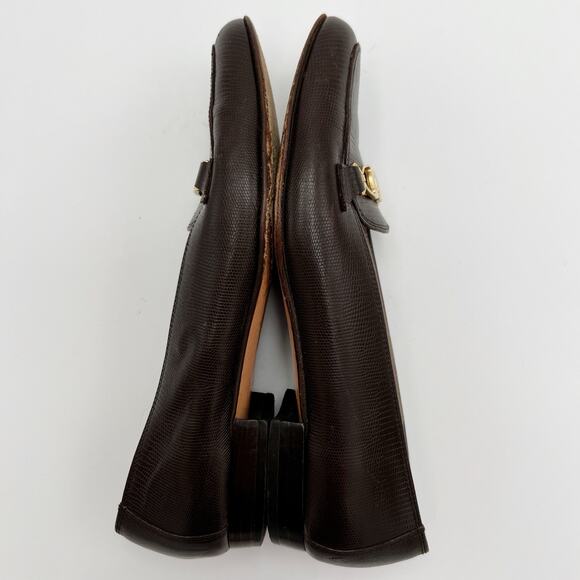 Vtg Salvatore Ferragamo Womens Loafer 6 AA Chocolate Brown Leather Gold Italy - Picture 6 of 12